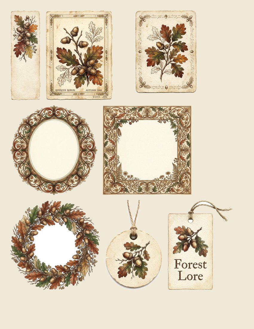 Acorn And Oak junk journal kit — sheet preview 1