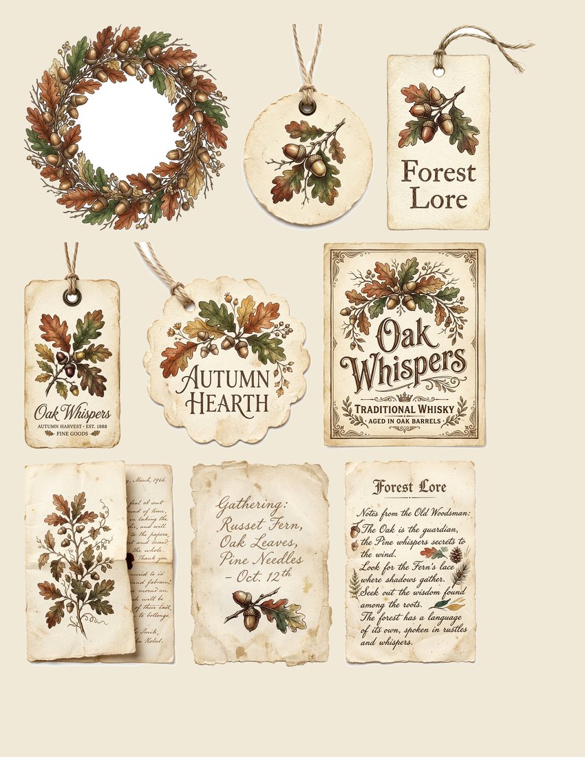 Acorn And Oak junk journal kit — sheet preview 2