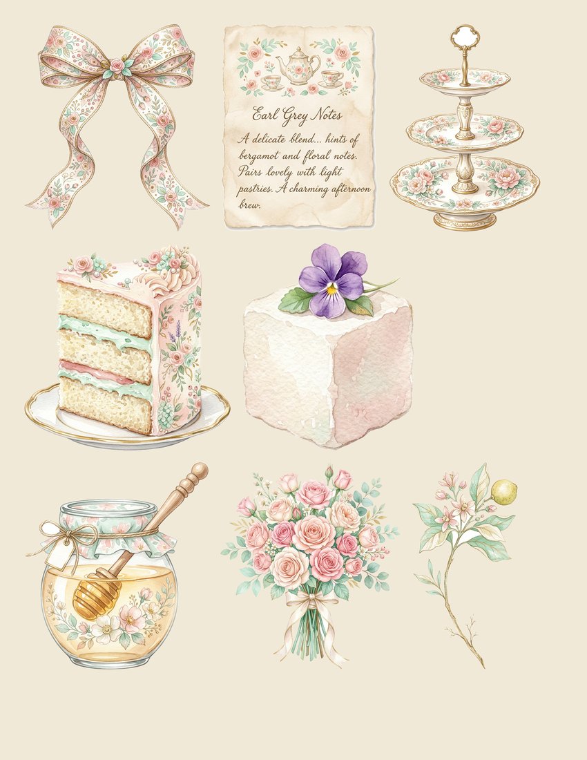 Afternoon Tea Party junk journal kit — sheet preview 3