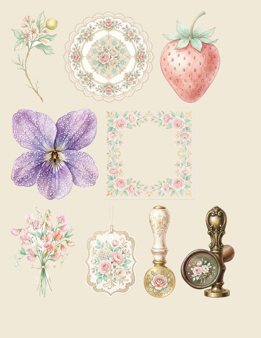 Afternoon Tea Party junk journal kit — sheet preview 4
