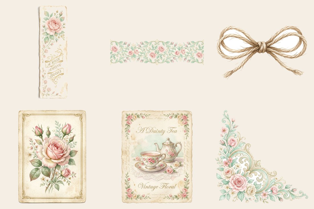Afternoon Tea Party junk journal kit — element closeup 1
