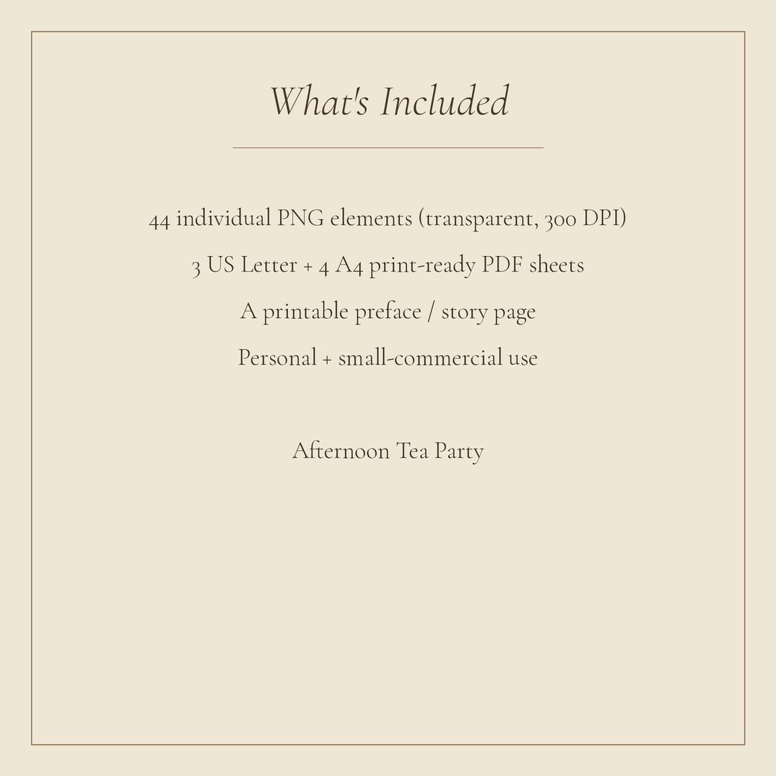 Afternoon Tea Party junk journal kit — spec info