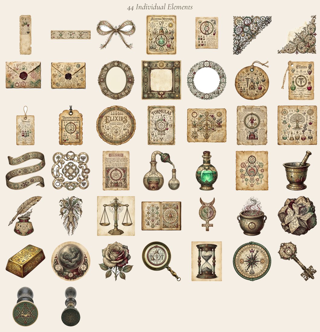 Alchemist Laboratory junk journal kit — elements overview