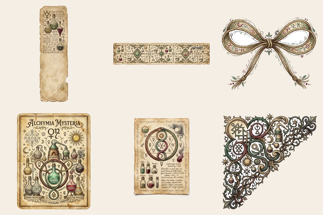 Alchemist Laboratory junk journal kit — element closeup 1