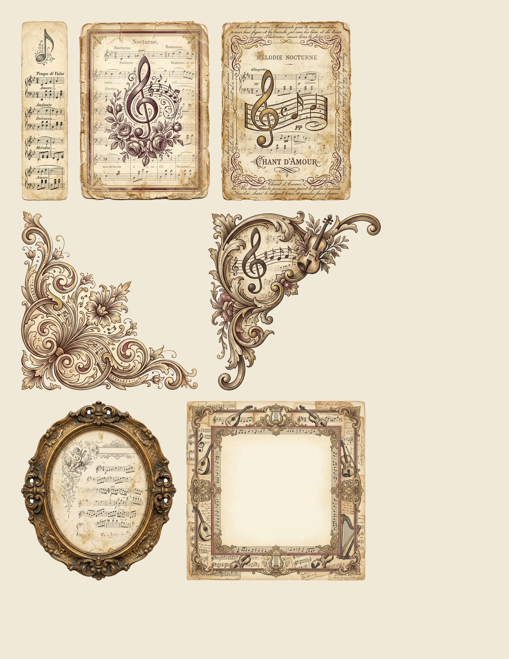 Antique Melody Music Paper Pack — preview
