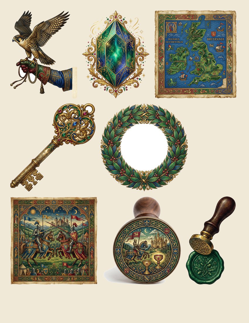 Arthurian Legend junk journal kit — sheet preview 4