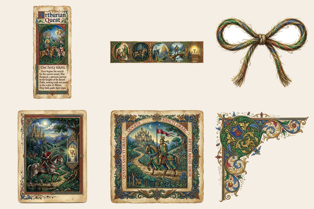 Arthurian Legend junk journal kit — element closeup 1