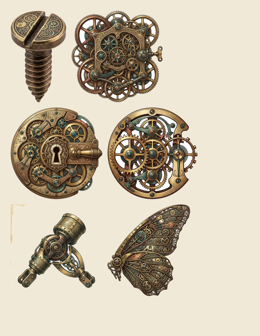Automaton Clockwork junk journal kit — sheet preview 4