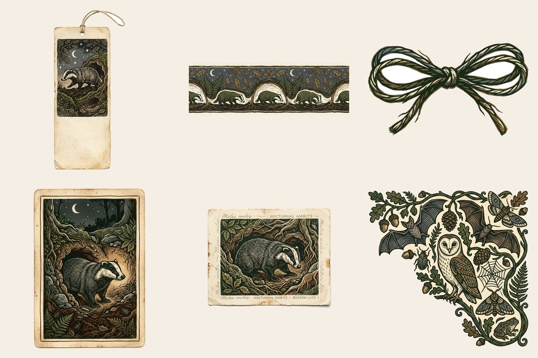 Badger Burrow junk journal kit — element closeup 1