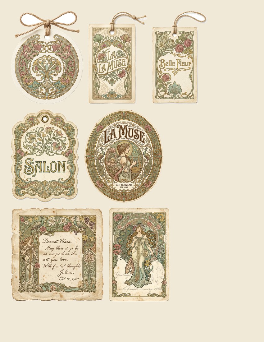 Belle Epoque Nouveau junk journal kit — sheet preview 2
