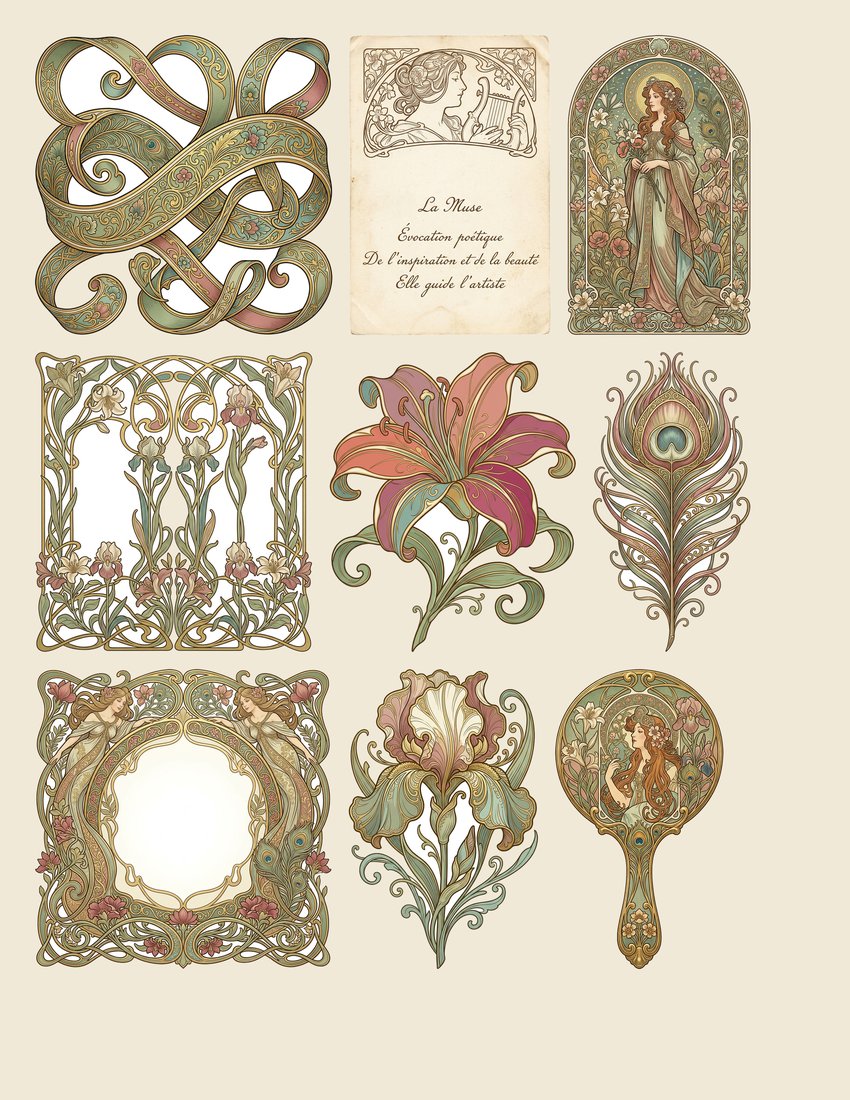Belle Epoque Nouveau junk journal kit — sheet preview 3