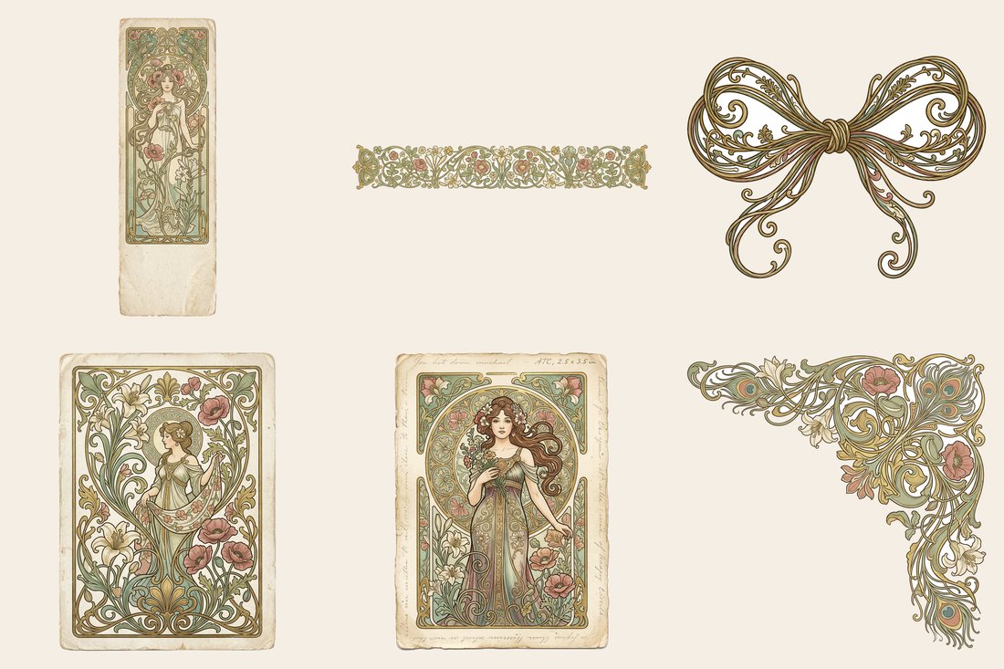 Belle Epoque Nouveau junk journal kit — element closeup 1