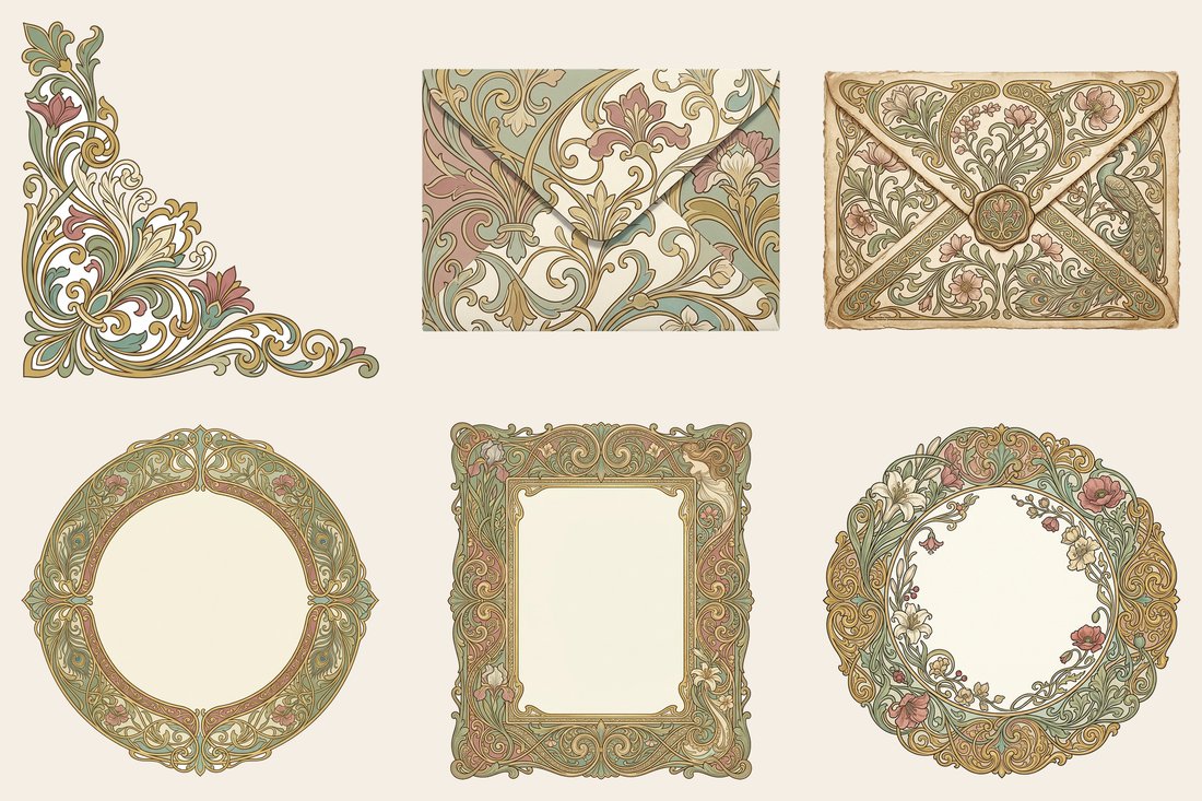Belle Epoque Nouveau junk journal kit — element closeup 2