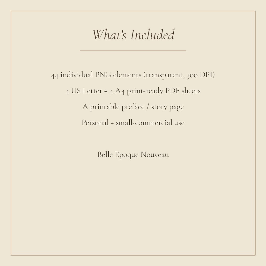 Belle Epoque Nouveau junk journal kit — spec info