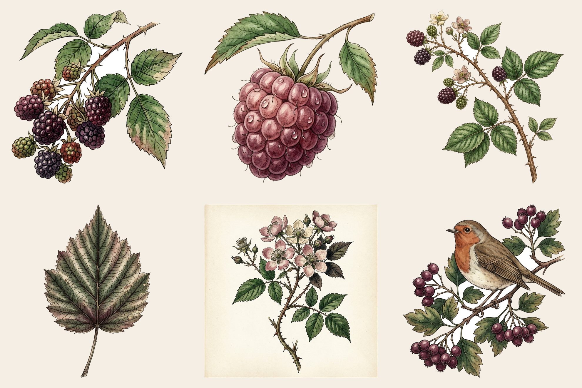 Berry Bramble Fussy-Cut Elements — preview