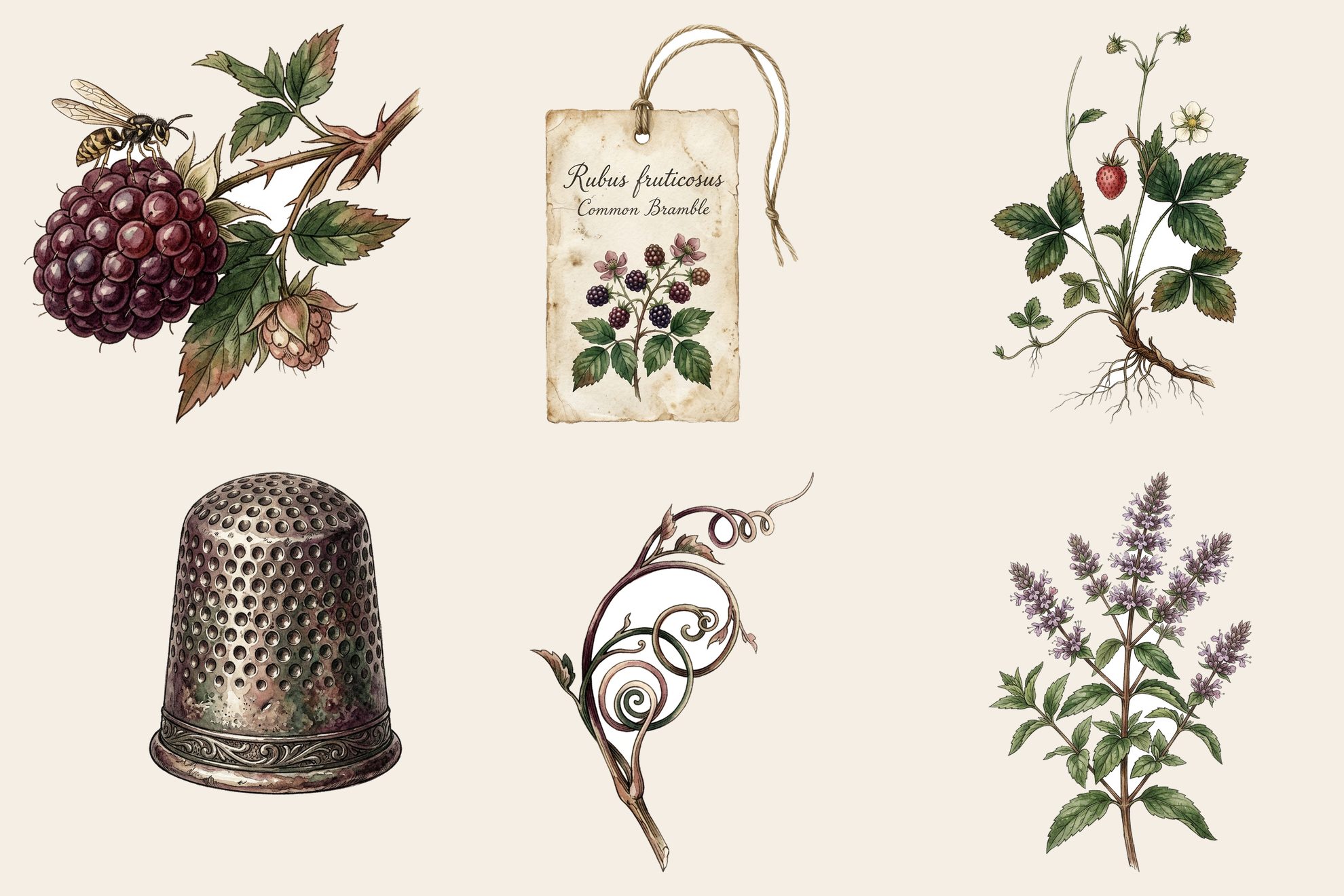 Berry Bramble Fussy-Cut Elements — preview