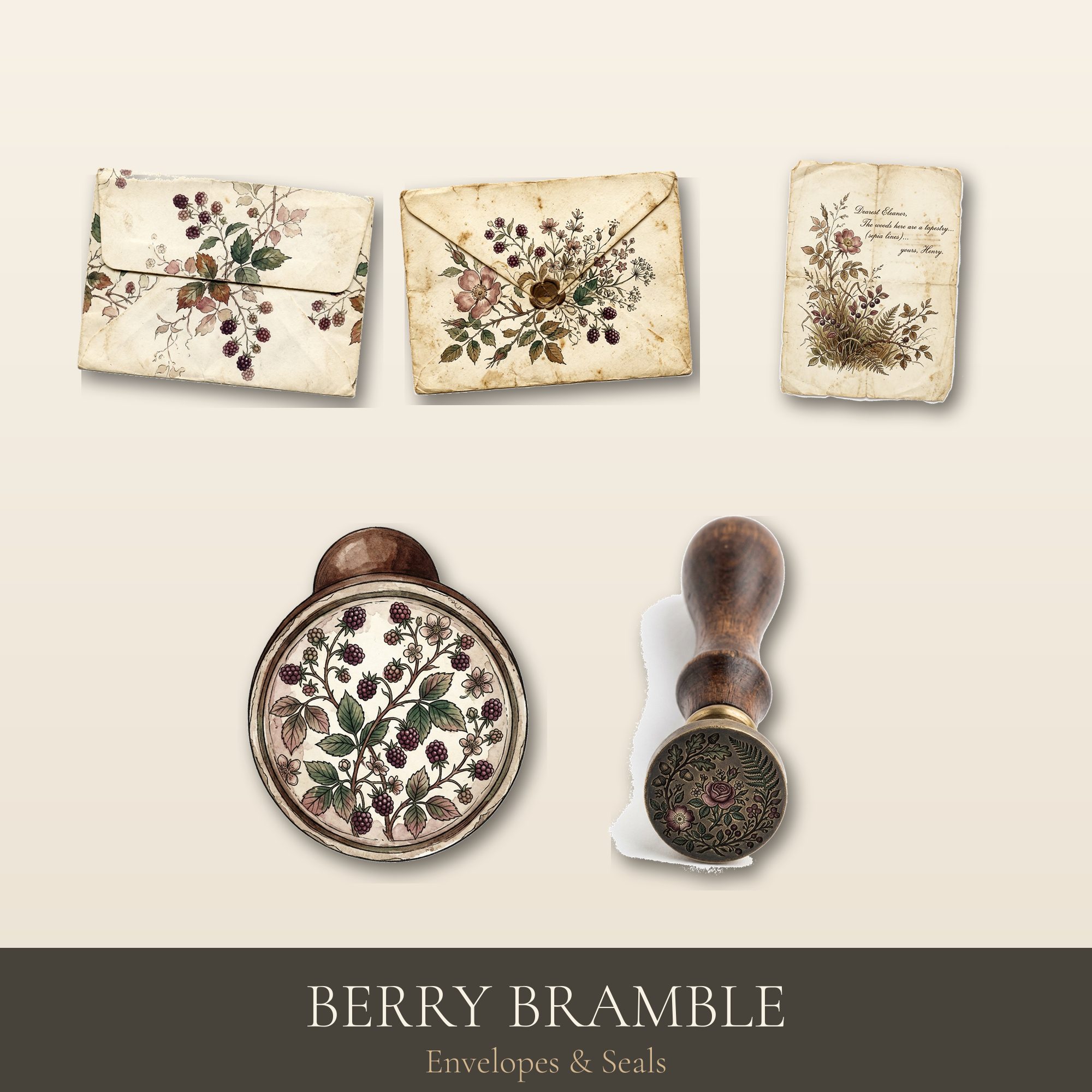 Berry Bramble Envelopes & Seals | Printable Junk Journal | Digital Download