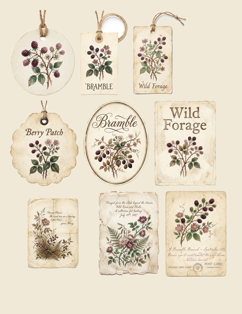 Berry Bramble junk journal kit — sheet preview 2