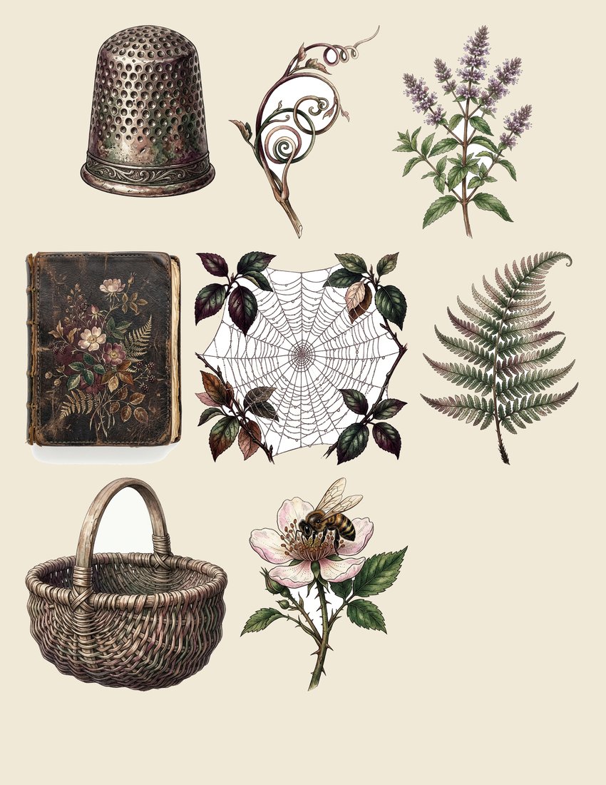 Berry Bramble junk journal kit — sheet preview 4