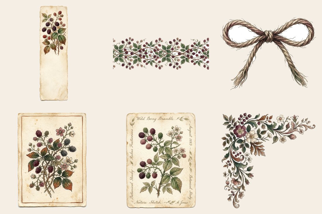 Berry Bramble junk journal kit — element closeup 1