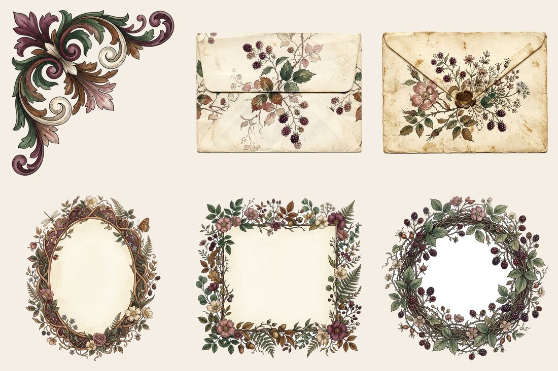 Berry Bramble junk journal kit — element closeup 2