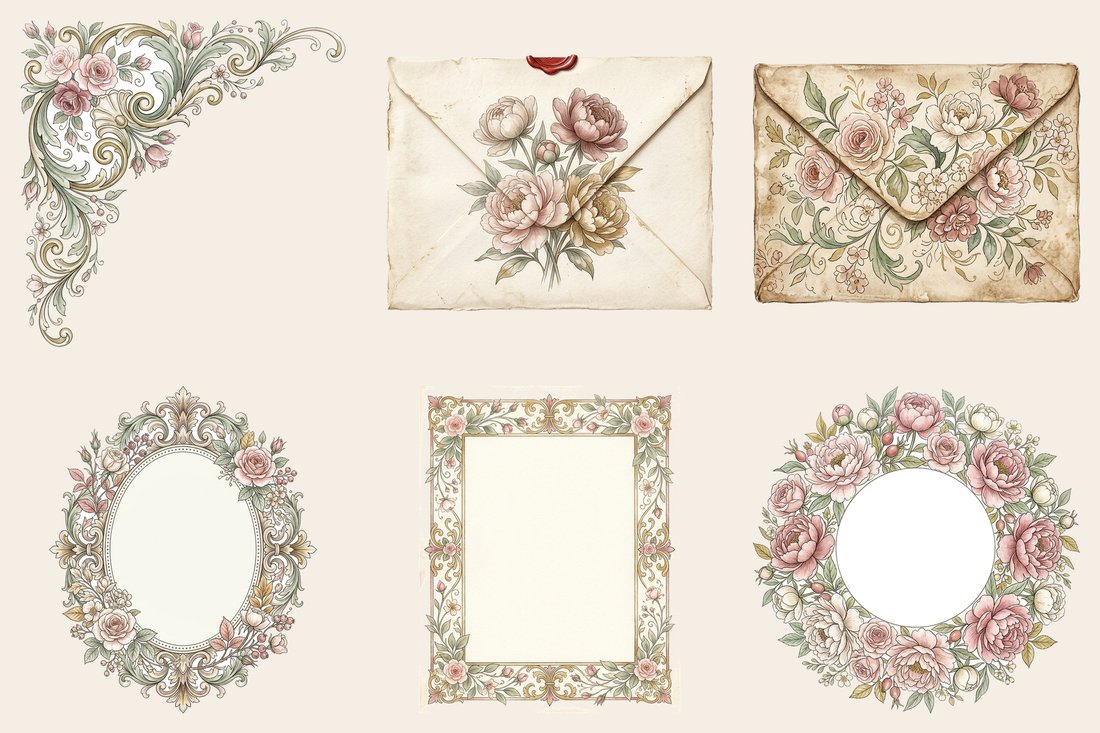 Blush Peony junk journal kit — element closeup 2