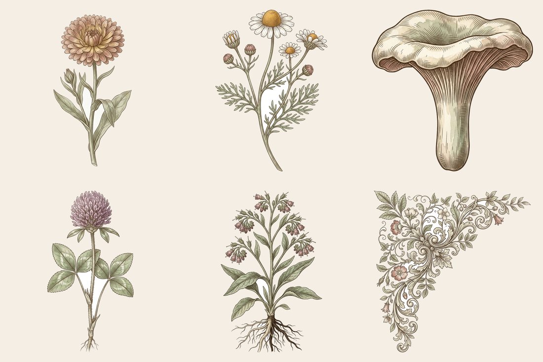 Botanical Apothecary V2 junk journal kit — element closeup 2