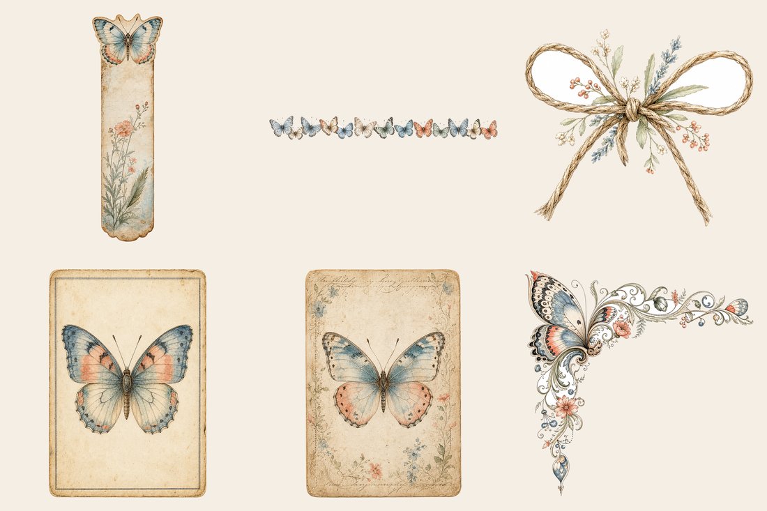 Butterfly Conservatory junk journal kit — element closeup 1