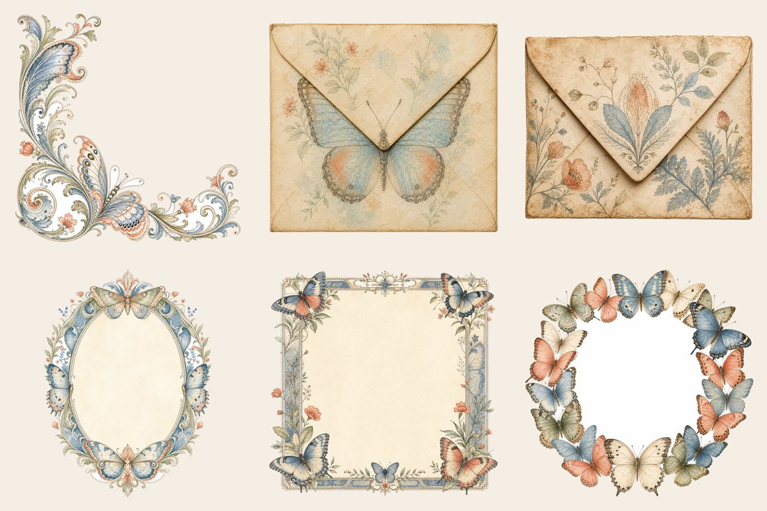 Butterfly Conservatory junk journal kit — element closeup 2