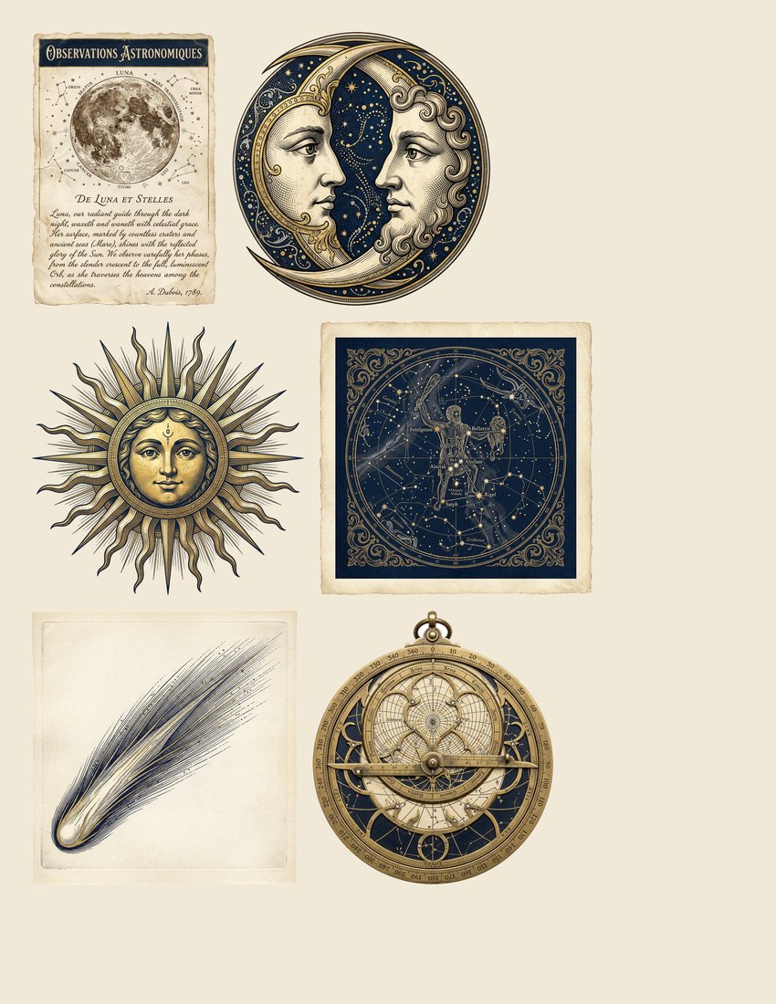 Celestial Observatory junk journal kit — sheet preview 3