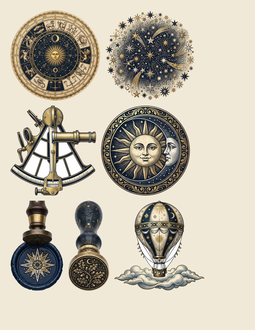 Celestial Observatory junk journal kit — sheet preview 4