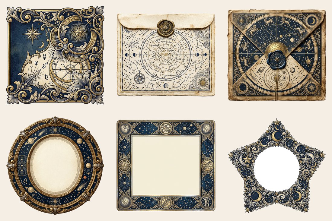 Celestial Observatory junk journal kit — element closeup 2