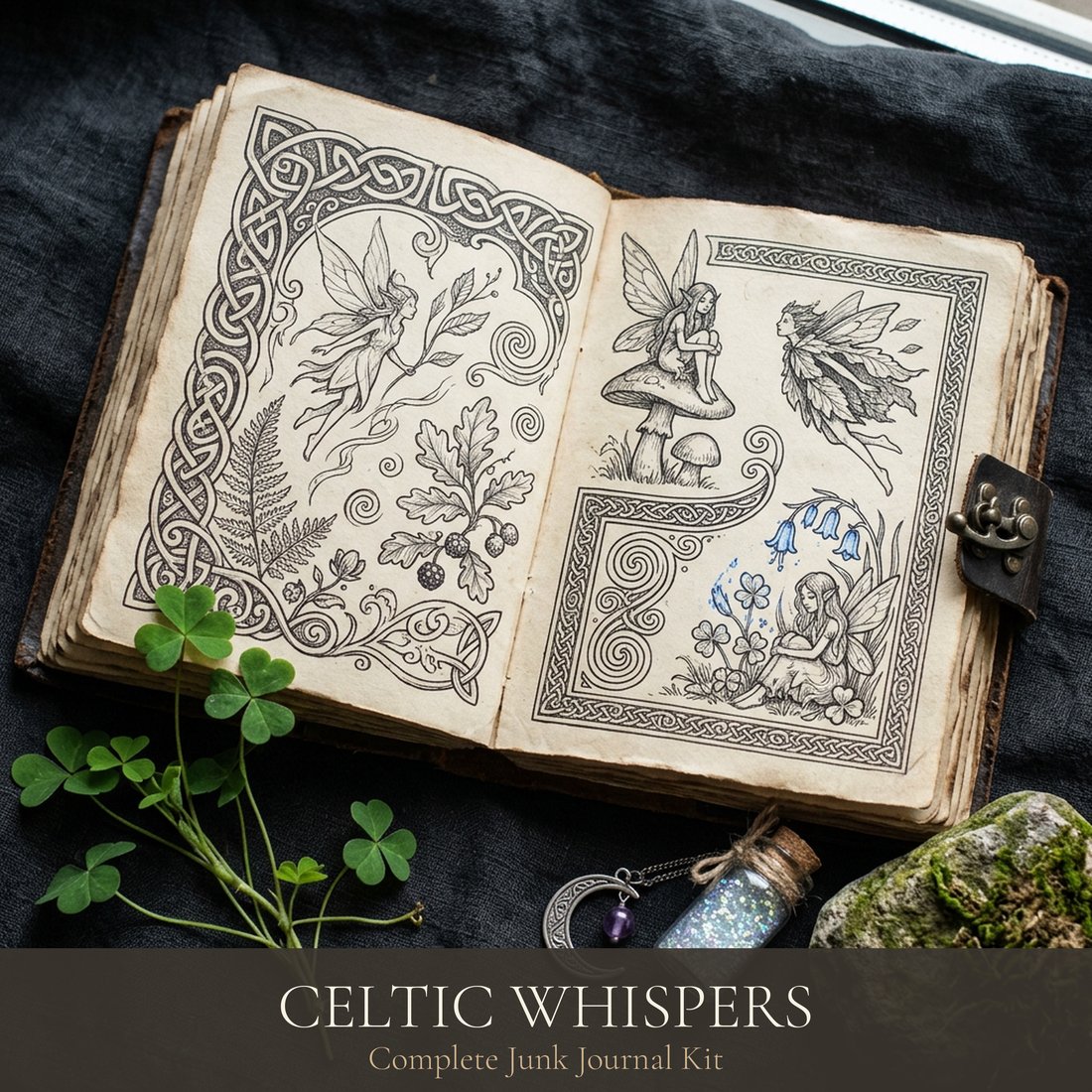 Celtic Whispers Junk Journal Kit | Enchanted Faerie Forest Ephemera + Printable Sheets | Celtic Folklore | Digital Download