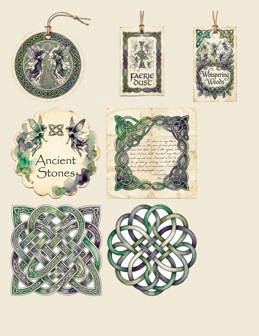 Celtic Folklore junk journal kit — sheet preview 2