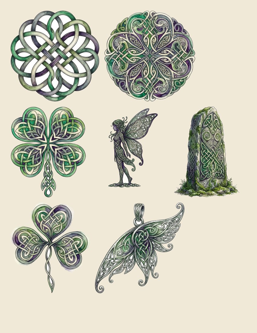 Celtic Folklore junk journal kit — sheet preview 3