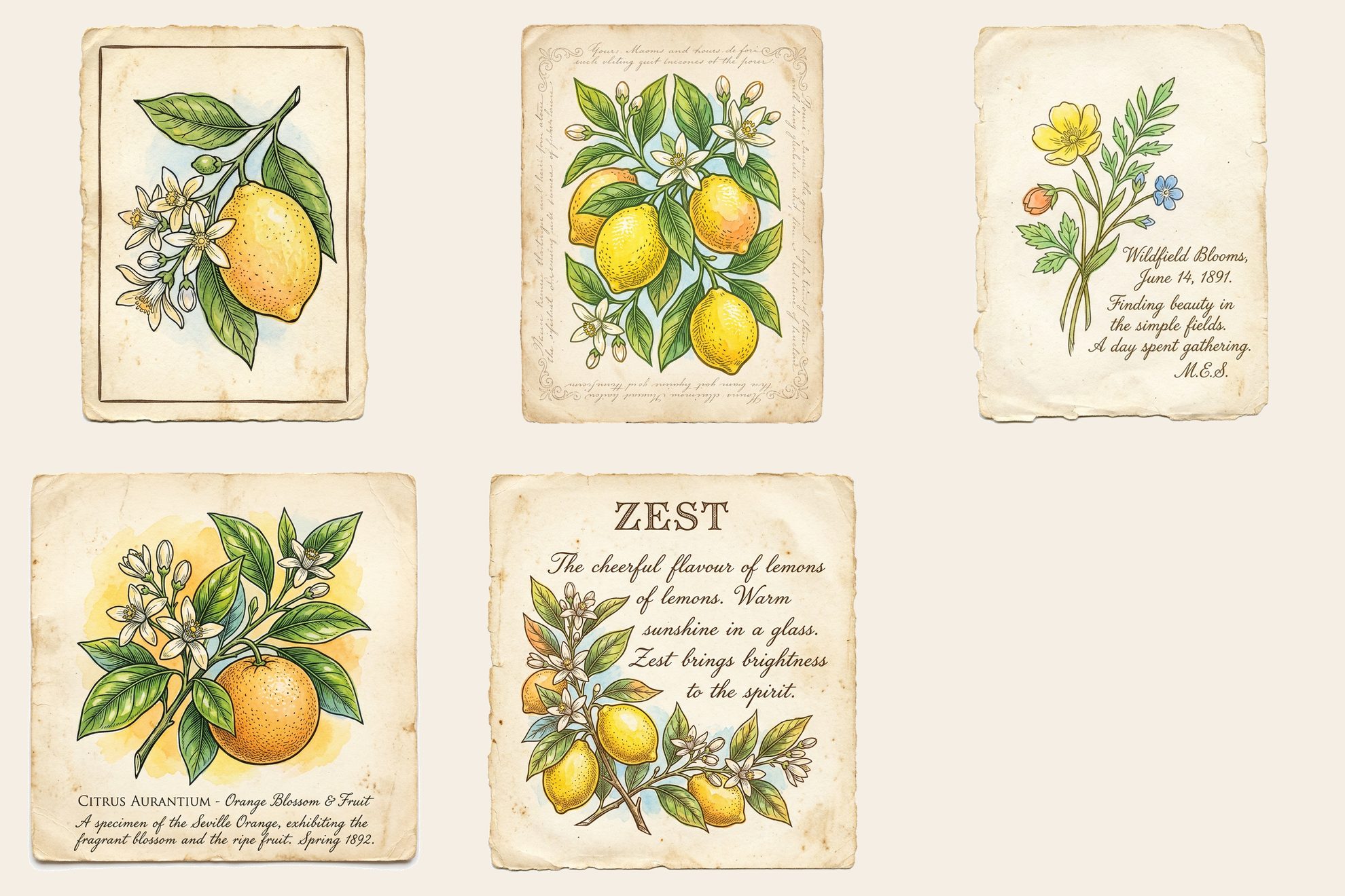Citrus Grove Journaling Cards — preview