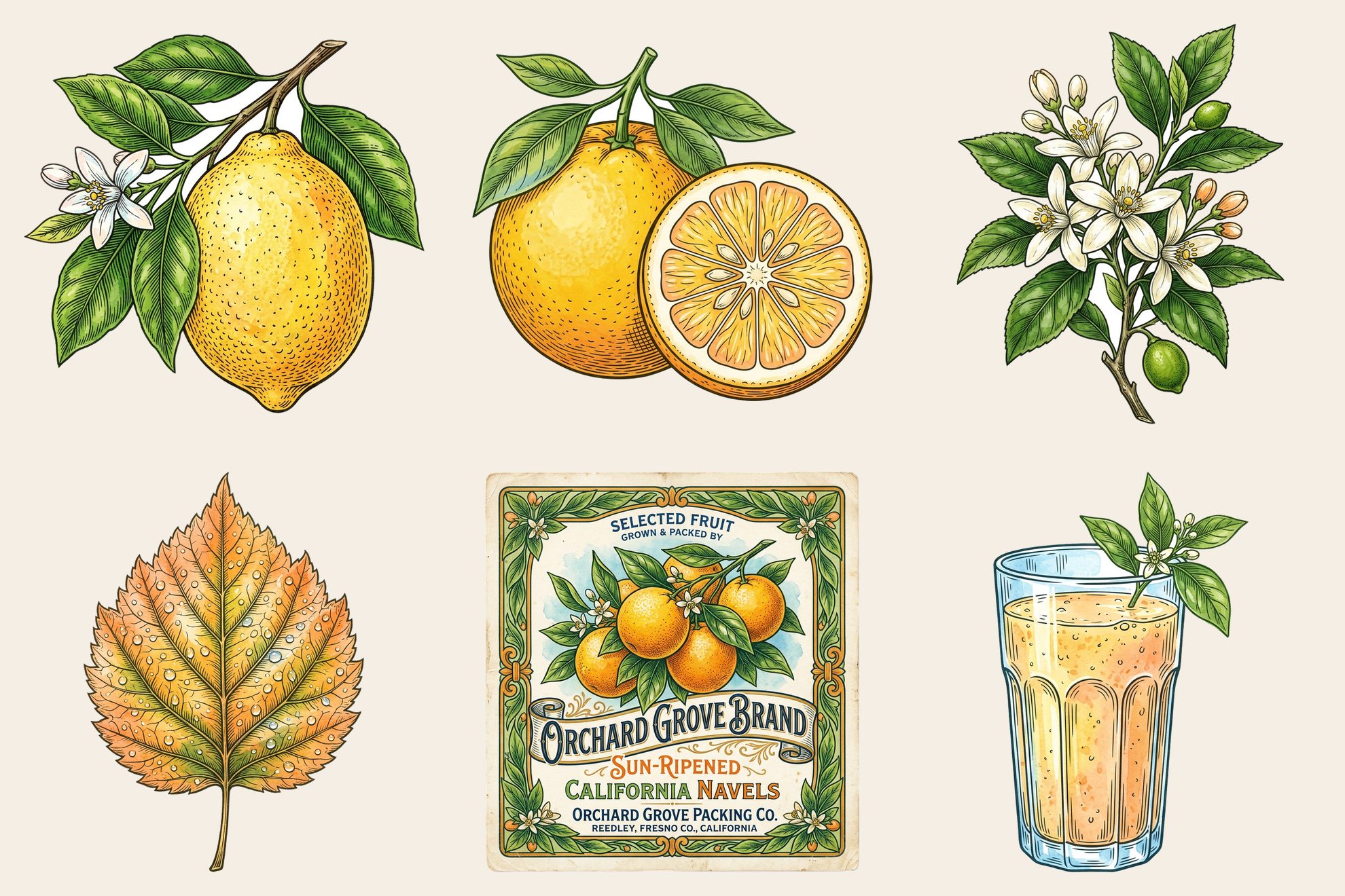 Citrus Grove Fussy-Cut Elements — preview