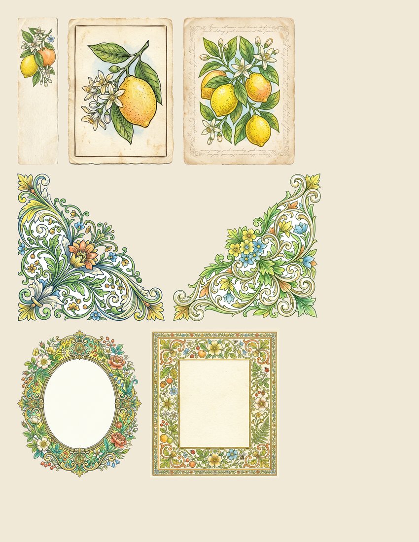 Citrus Grove junk journal kit — sheet preview 1