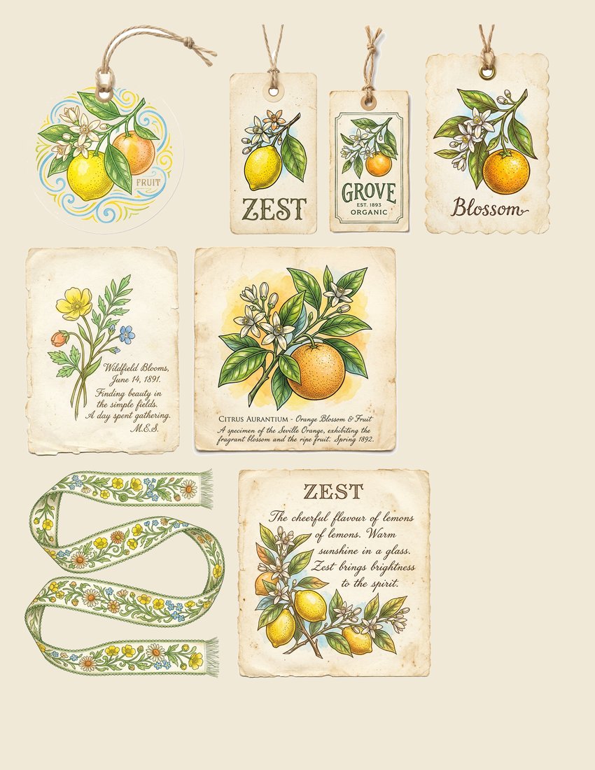 Citrus Grove junk journal kit — sheet preview 2
