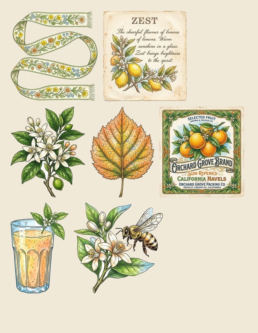 Citrus Grove junk journal kit — sheet preview 3