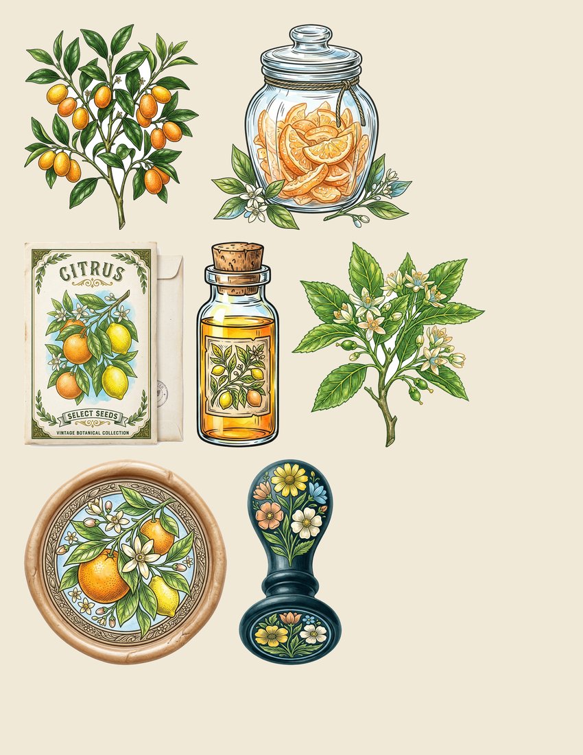 Citrus Grove junk journal kit — sheet preview 4