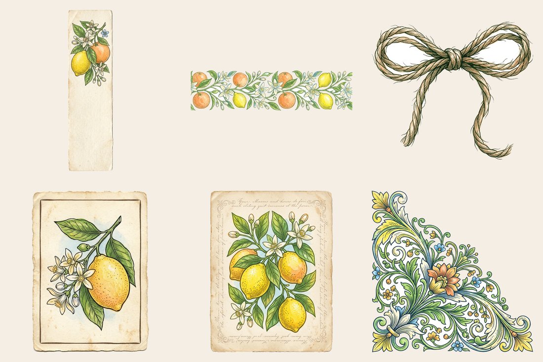 Citrus Grove junk journal kit — element closeup 1