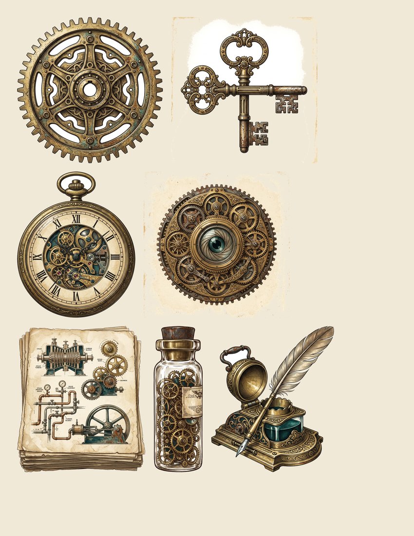 Clockwork Inventor junk journal kit — sheet preview 3