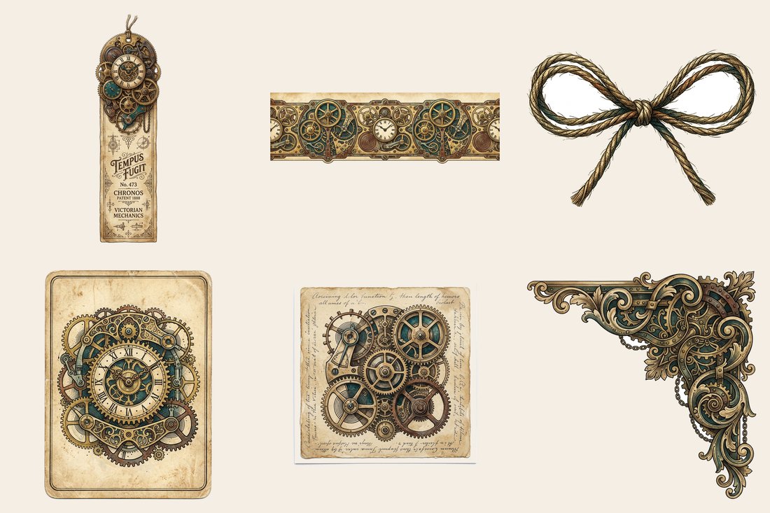 Clockwork Inventor junk journal kit — element closeup 1