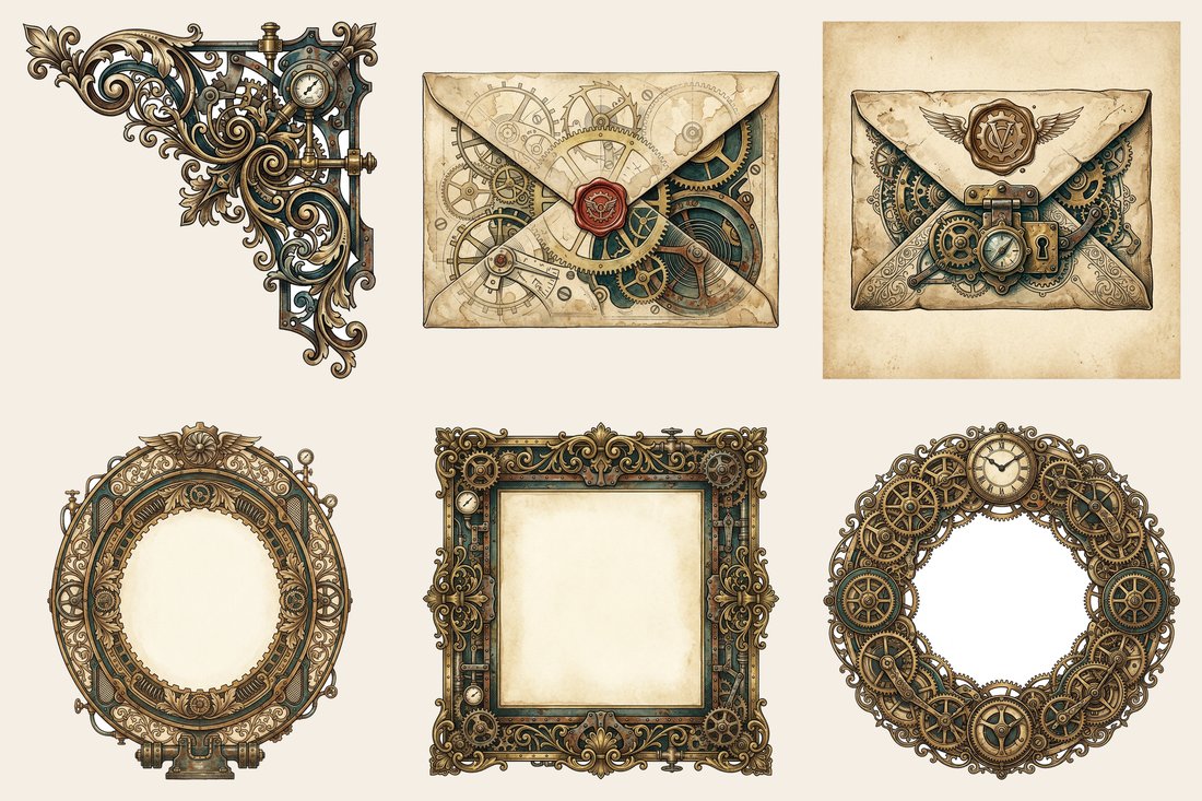 Clockwork Inventor junk journal kit — element closeup 2
