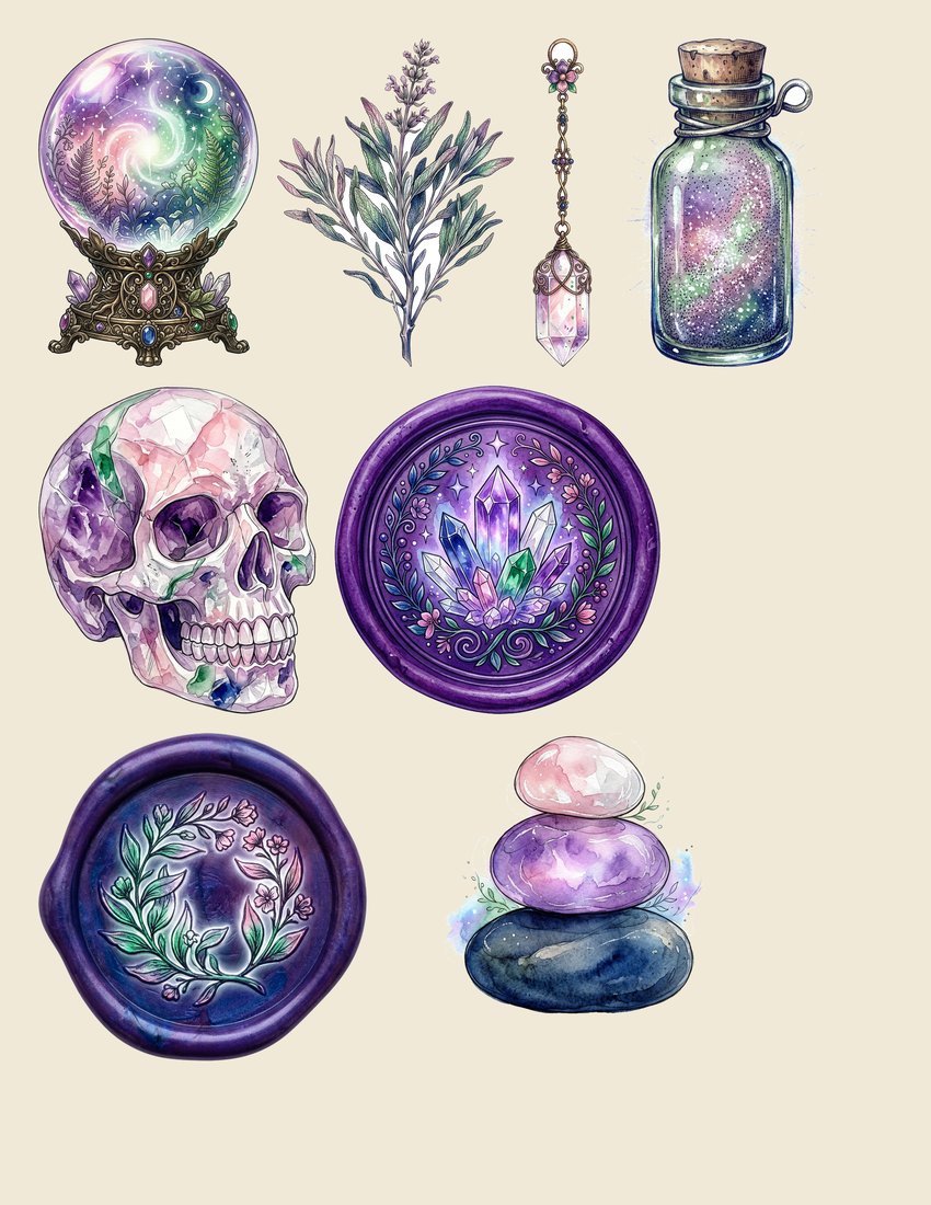 Crystal Gemstone junk journal kit — sheet preview 4