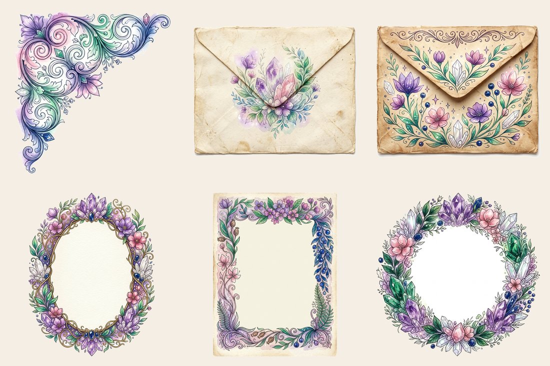 Crystal Gemstone junk journal kit — element closeup 2