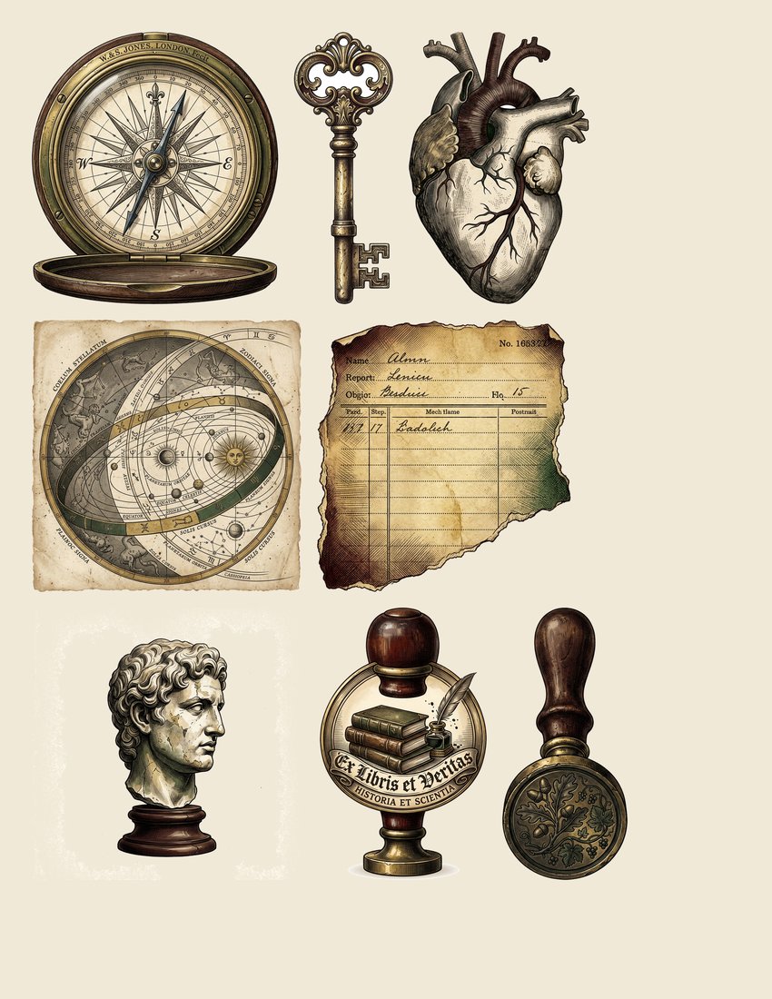 Dark Academia Library junk journal kit — sheet preview 4