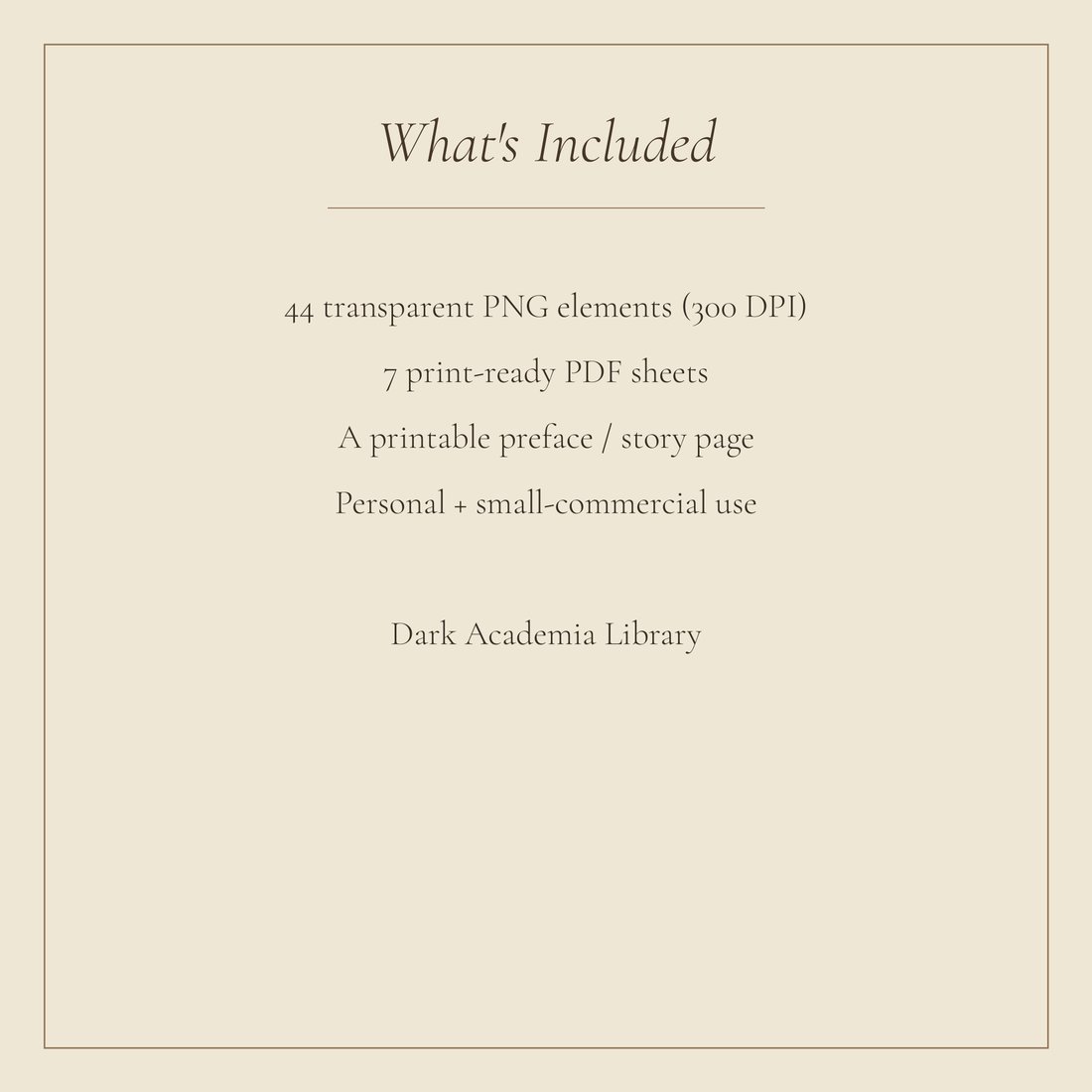 Dark Academia Library junk journal kit — spec info