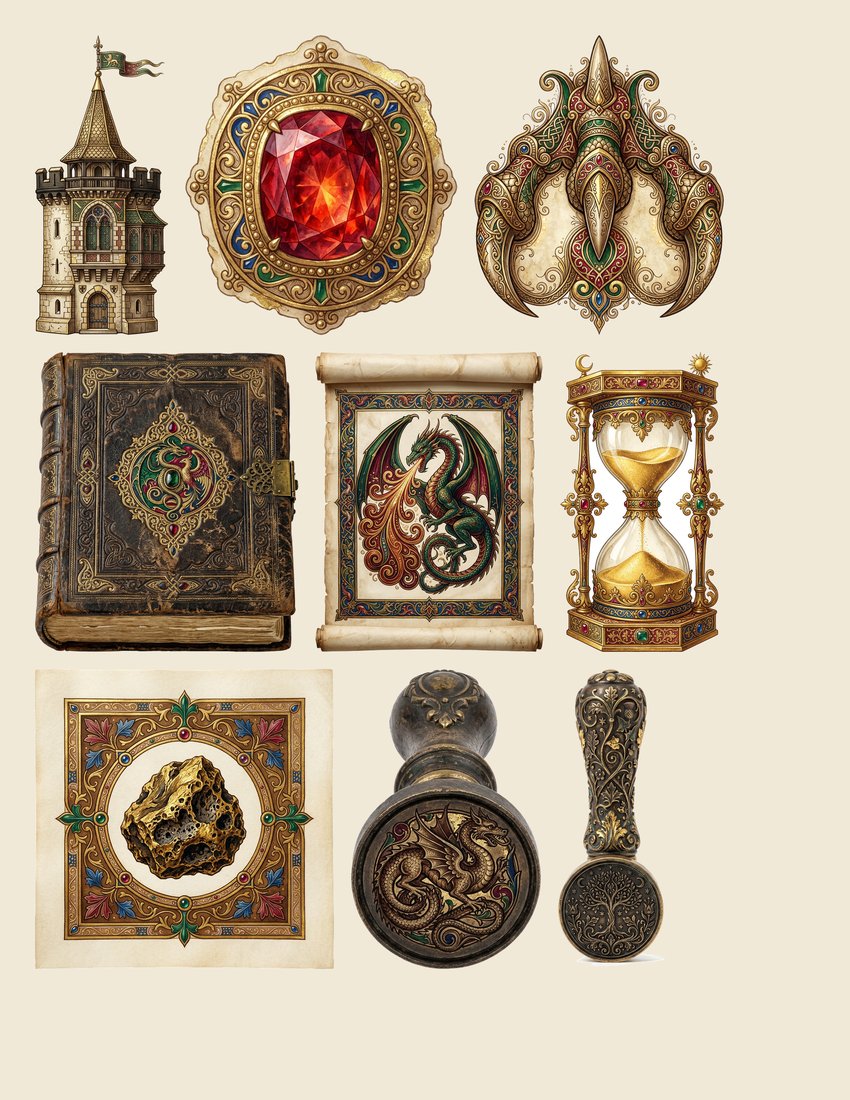 Dragon Legends junk journal kit — sheet preview 4